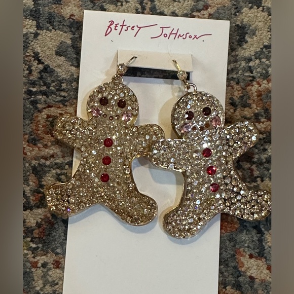 Betsey Johnson Gingerbread Lightweight Dangling Holiday Earrings - Picture 3 of 5
